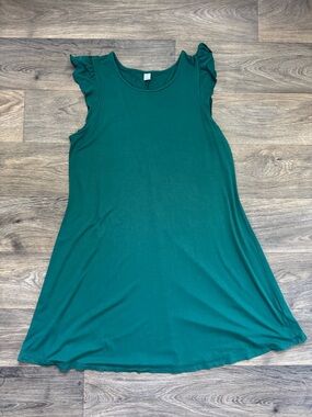 Old Navy A-Line Dress Green Knit Sleeveless Ruffle Sleeve Swing  Knee Length XL